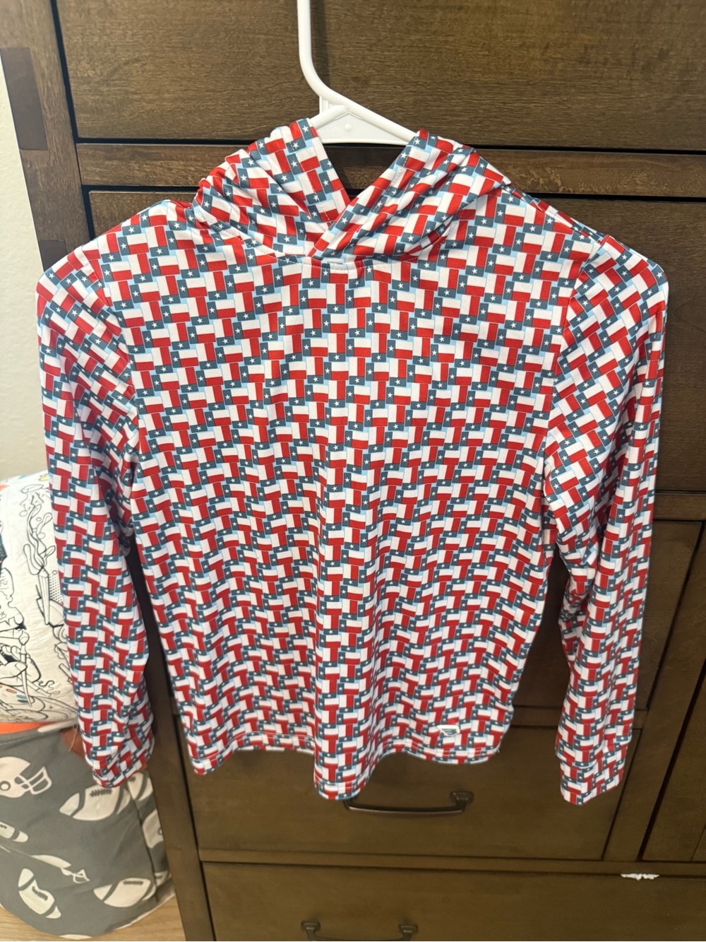 BURLEBO Red, White & Blue Flag-Print Hooded Top